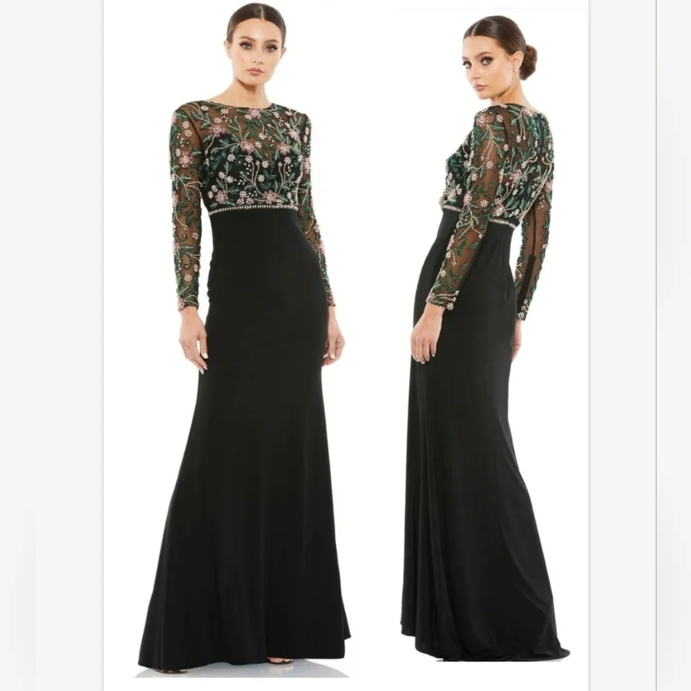 Mac Duggal 67870 Beaded Illusion High Neck Trumpet Gown SZ 6 NWOT - Picture 1 of 14